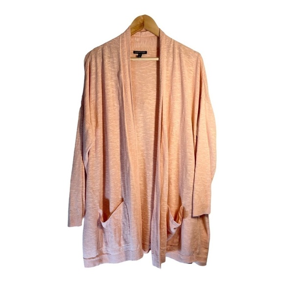 Eileen Fisher High Collar Linen Blend Cardigan - Picture 2 of 7